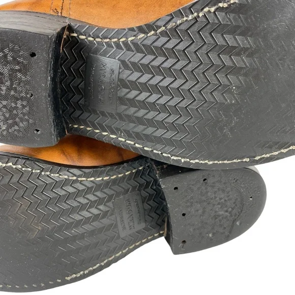 Vintage Cowhide Steel-toe Western Cowboy Brown Leather Boots Stitchwork Mens 8.5 - Picture 15 of 16